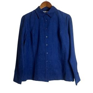 Tradition blue faux suede like button up shirt. Size 10